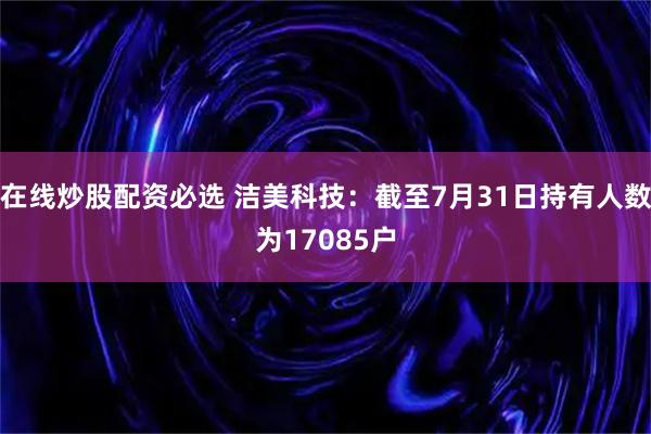 在线炒股配资必选 洁美科技：截至7月31日持有人数为17085户